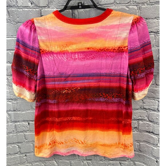 Chico's Cotton Slub Rio Sunset Henley Tee Top  Sunset Peach Size 3 XL - Picture 2 of 10